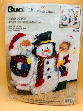 Bucilla Snowman Doorstop Needlpoint Kit 61226 Santa & Mrs Claus Christmas Craft